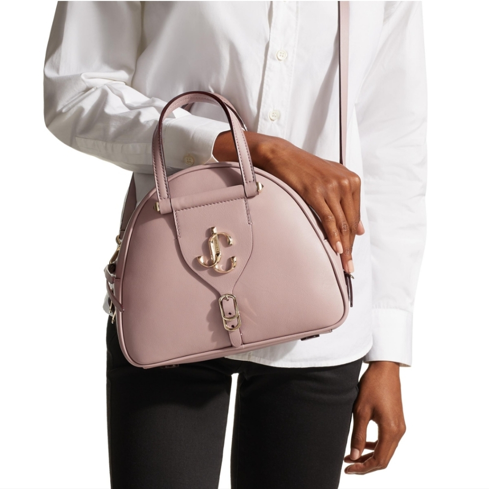 Jimmy Choo Pink Varenne Bowling/s Mauve Calf Leather Bowling Bag
